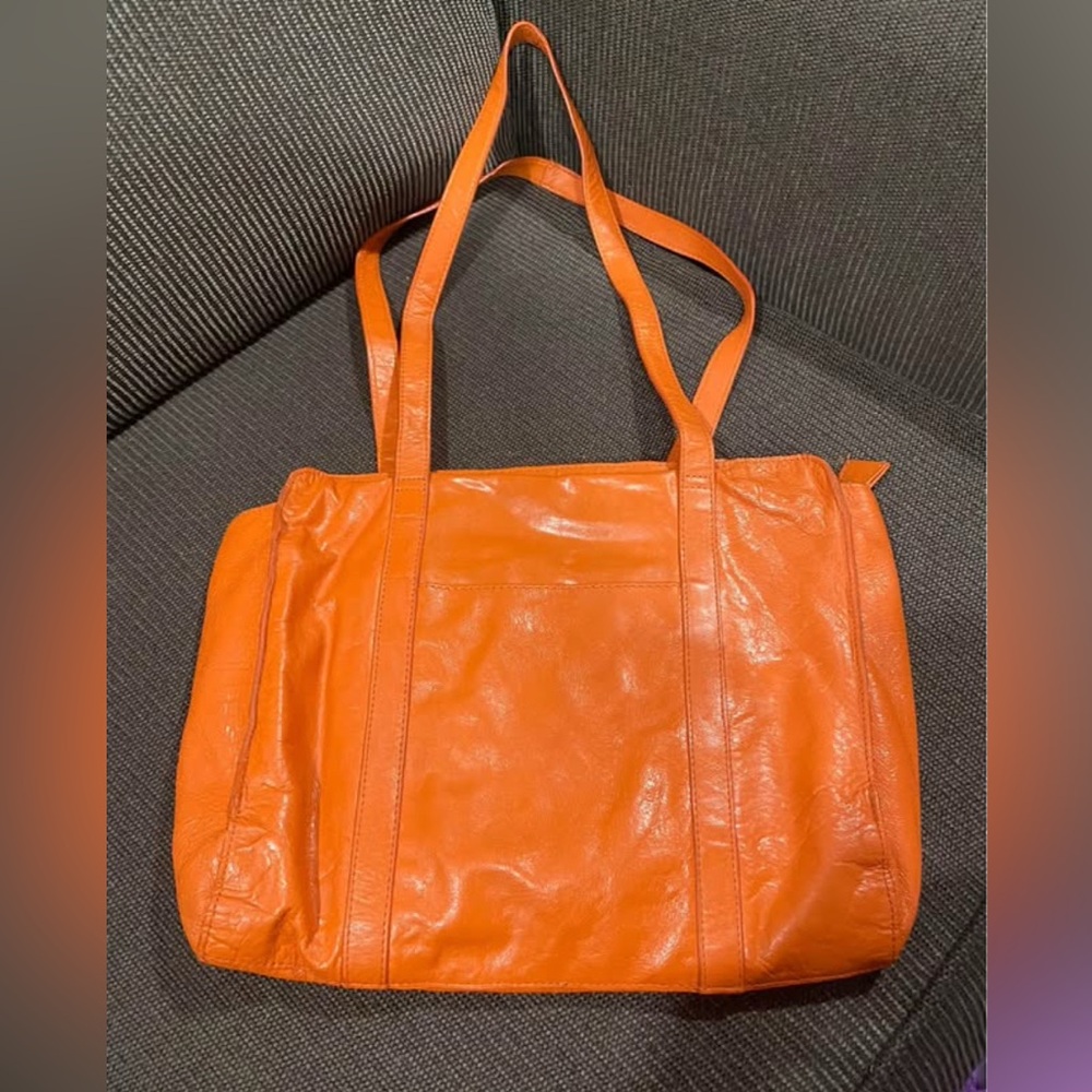 Orange Leather Tote Bag - Latico - Picture 2 of 8